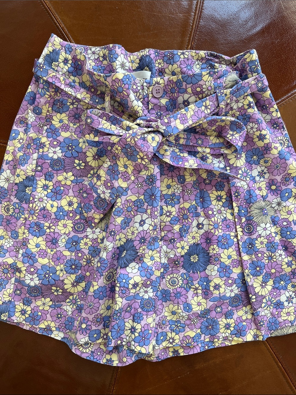 Antik Batik Floral Tie-Waist High Waisted Shorts  S 38